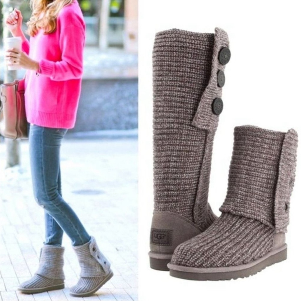 Ugg Women's Classic Cardy Sock Boots
Gray Knit Sheepskin Winter Fold Over